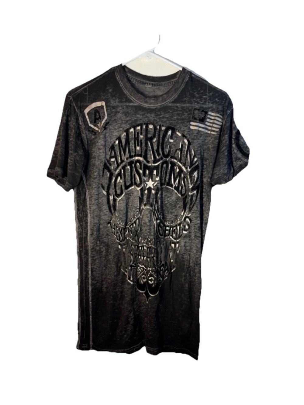Affliction Black Distressed Skull Graphic Short-Sleeve Tee